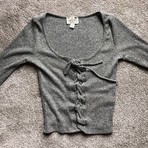 Grey PacSun Tie-up Crop Top